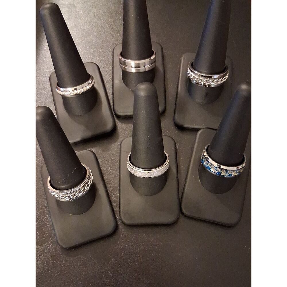 6 Mens Size 11 Stainless Steel Rings New